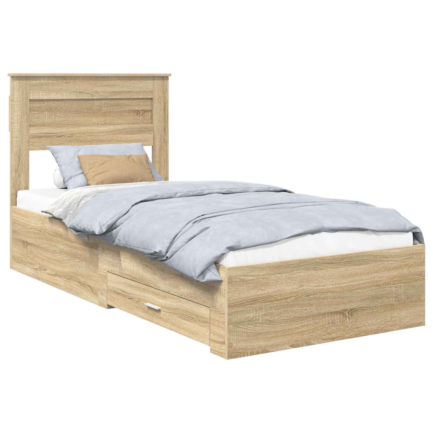 Bettrahmen Sonoma Eiche und Silber 75 x 190 cm Holzwerkstoff