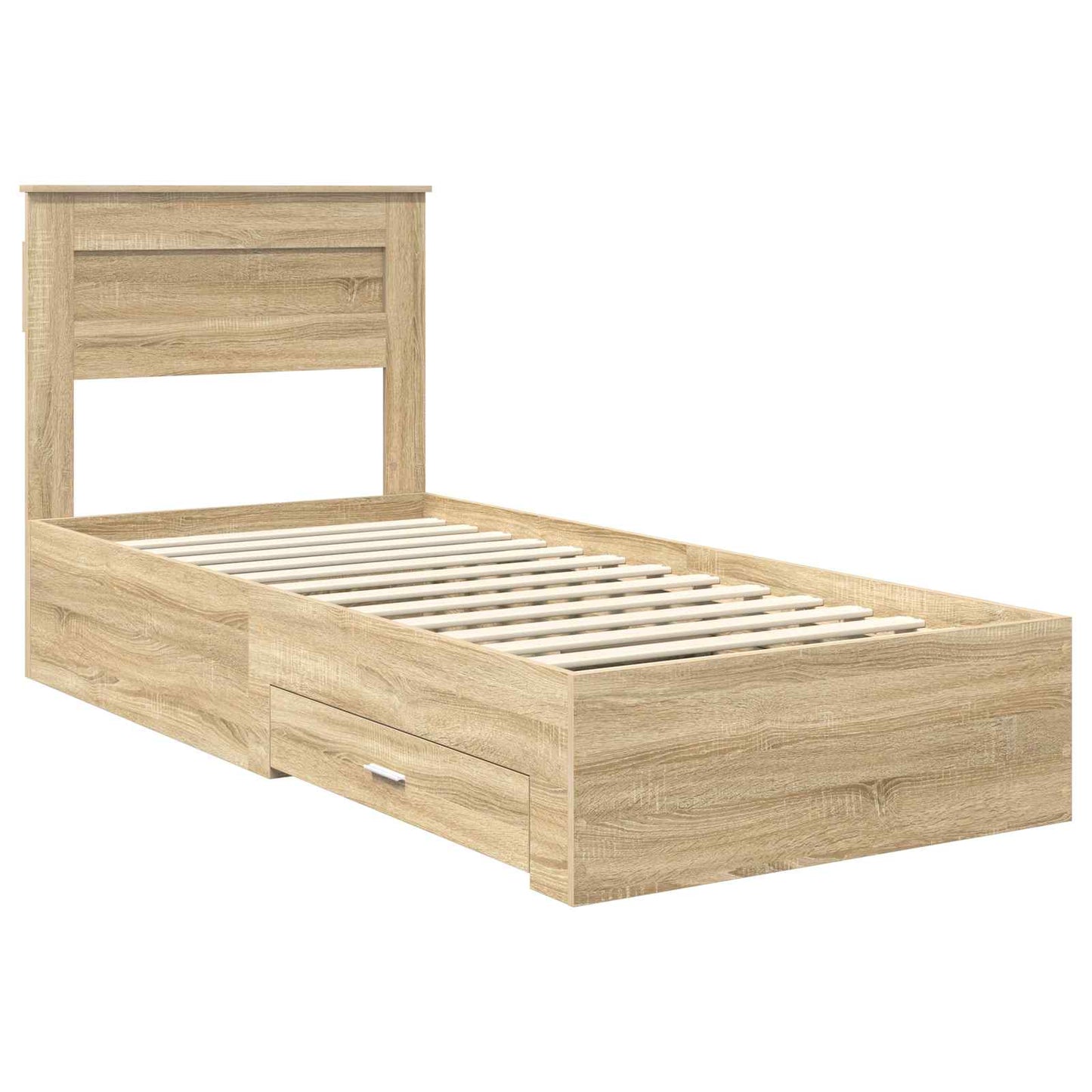 Bettrahmen Sonoma Eiche und Silber 75 x 190 cm Holzwerkstoff