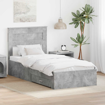 vidaXL Bettrahmen Beton Grau und Silber 75 x 190 cm Holzwerkstoff