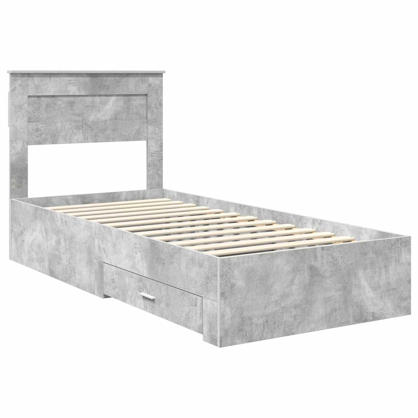vidaXL Bettrahmen Beton Grau und Silber 75 x 190 cm Holzwerkstoff