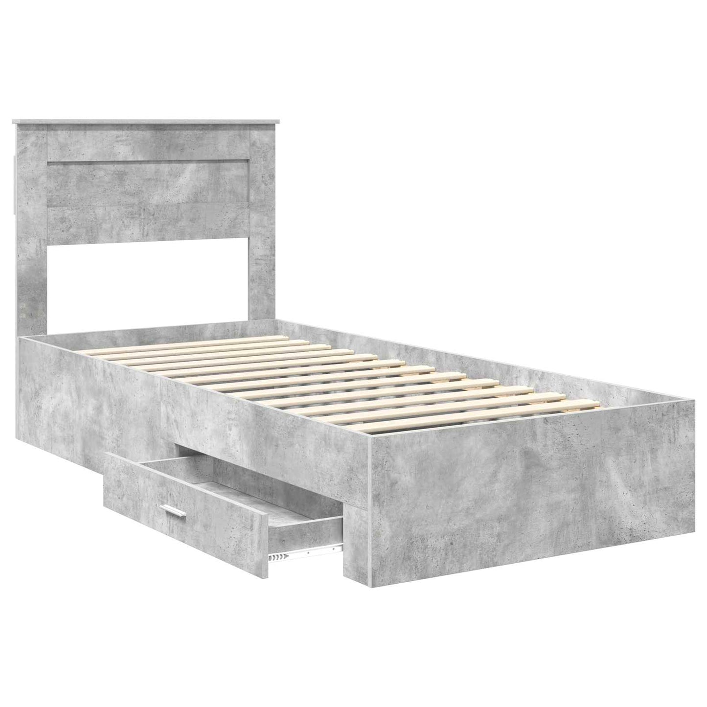 vidaXL Bettrahmen Beton Grau und Silber 75 x 190 cm Holzwerkstoff