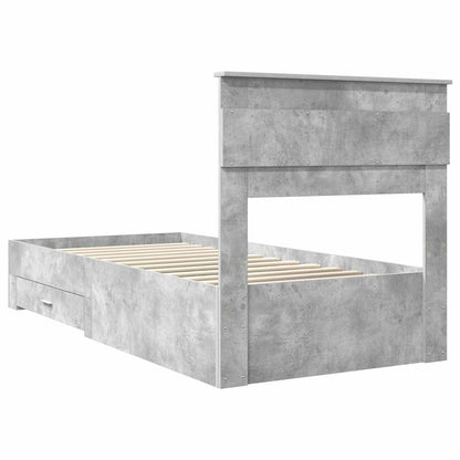 vidaXL Bettrahmen Beton Grau und Silber 75 x 190 cm Holzwerkstoff