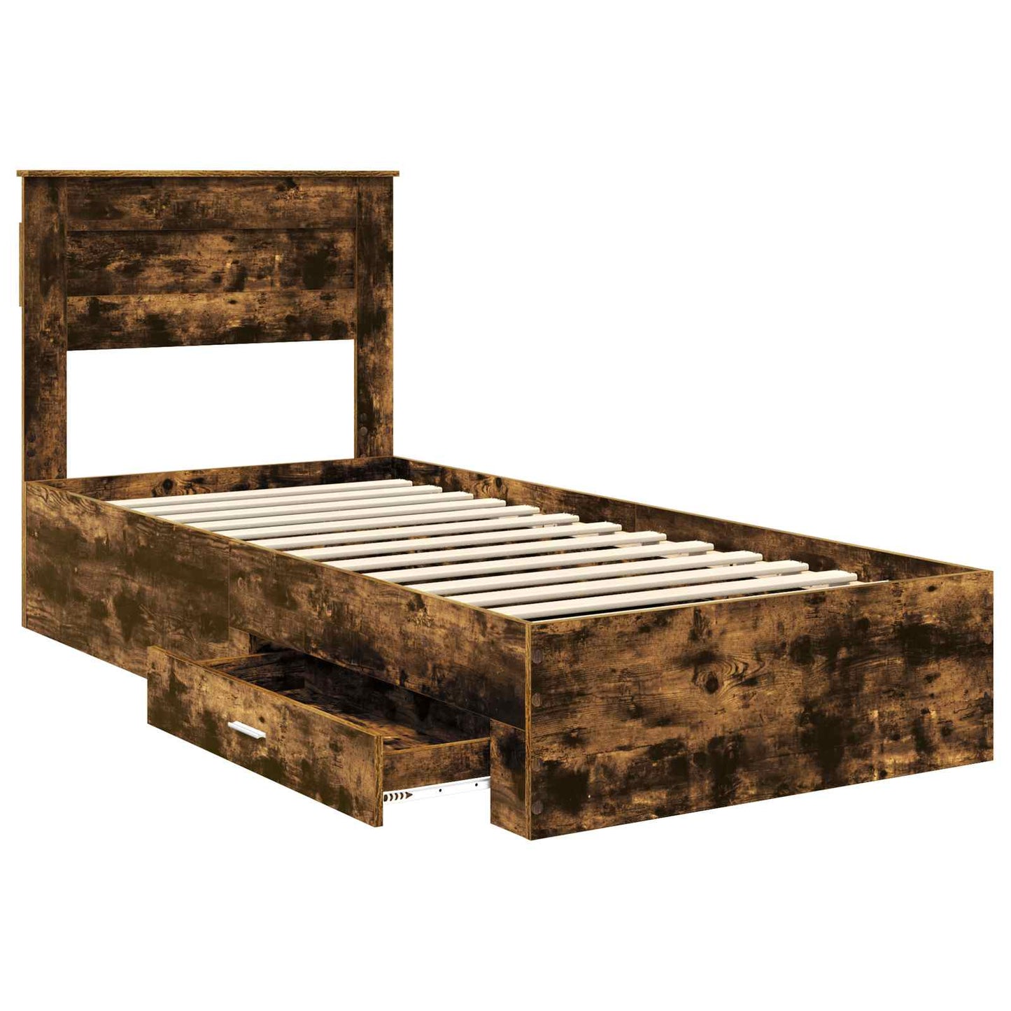 vidaXL Bettrahmen Rauchige Eiche und Silber 75 x 190 cm Holzwerkstoff