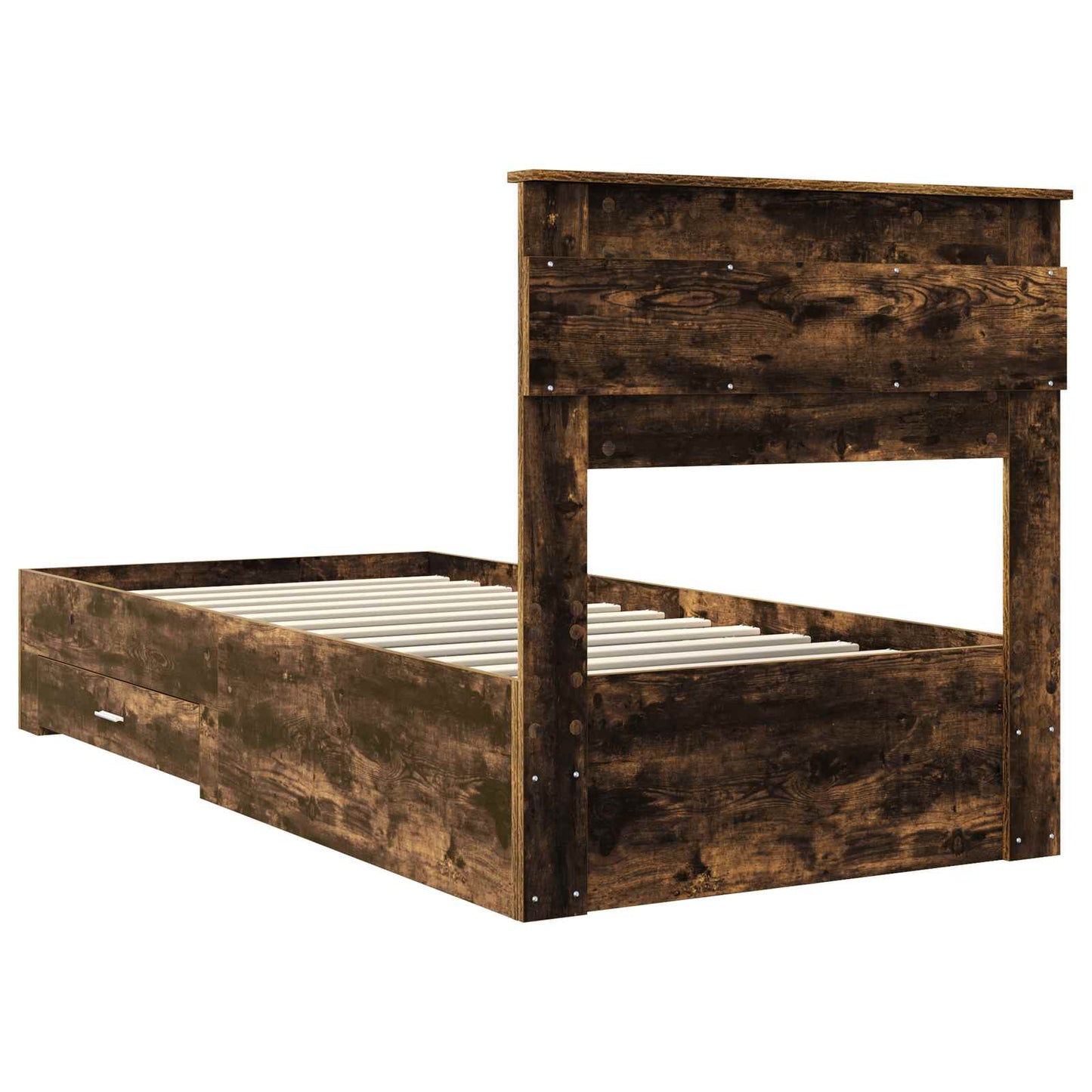 vidaXL Bettrahmen Rauchige Eiche und Silber 75 x 190 cm Holzwerkstoff