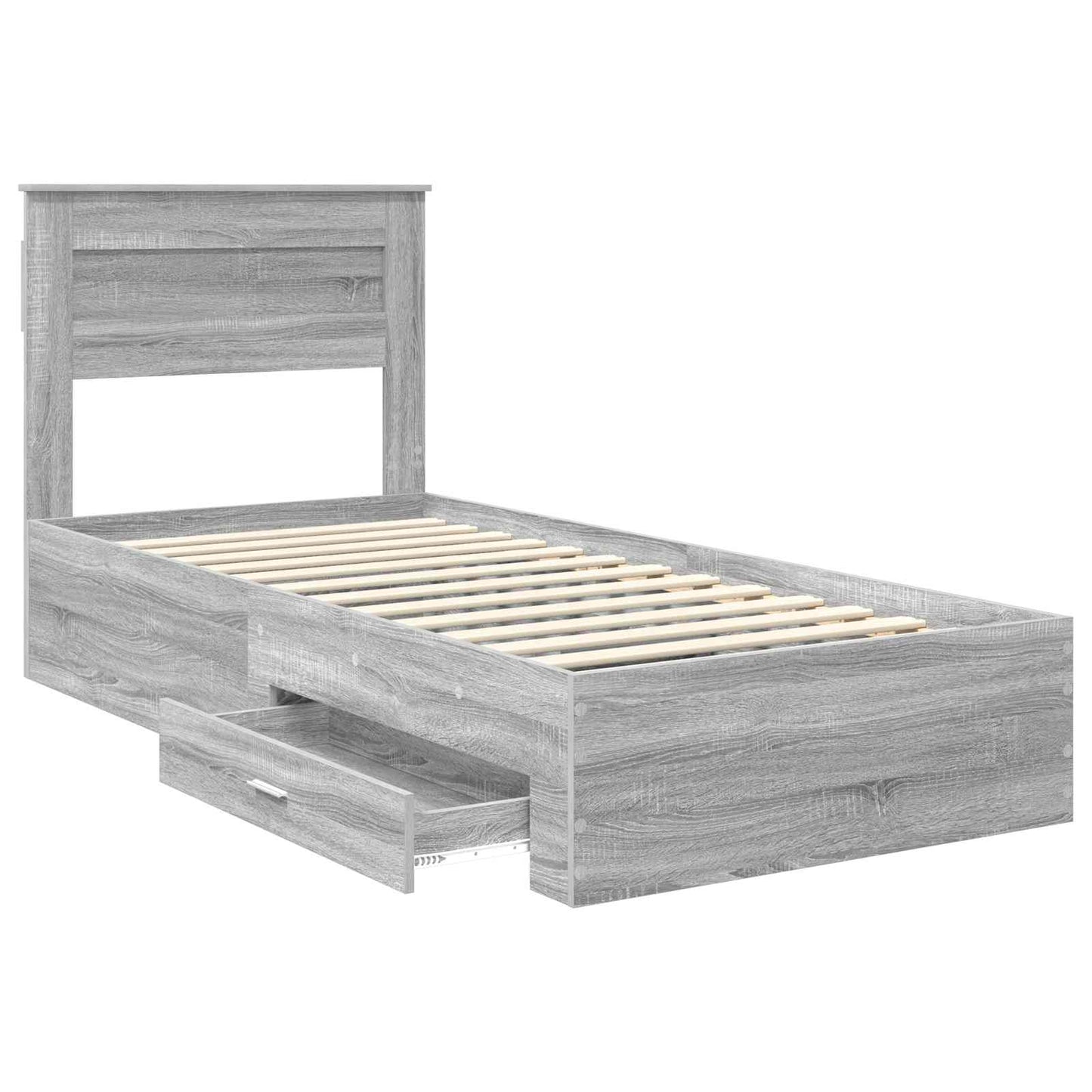 vidaXL Bettrahmen Graue Sonoma und Silber 75 x 190 cm Holzwerkstoff