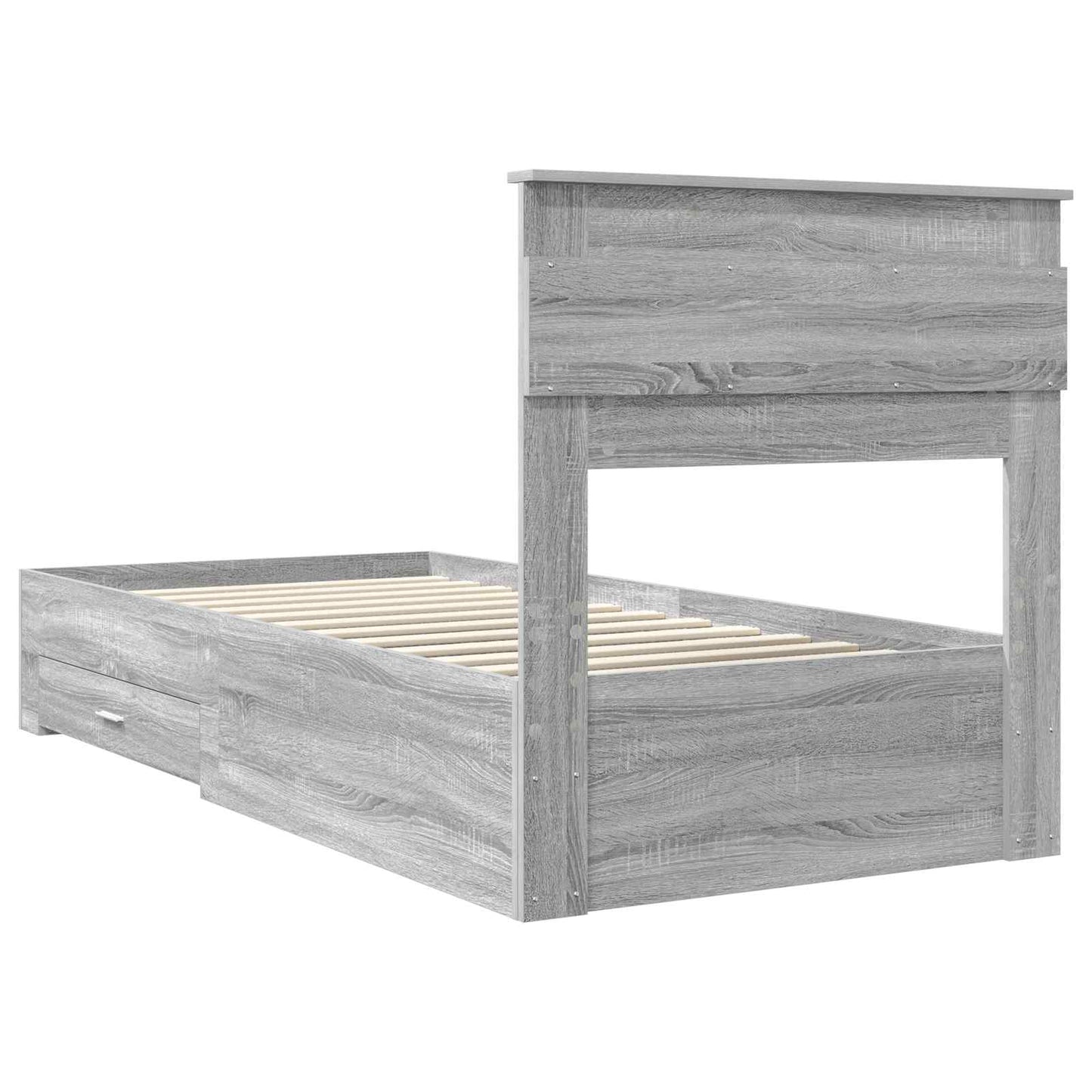 vidaXL Bettrahmen Graue Sonoma und Silber 75 x 190 cm Holzwerkstoff