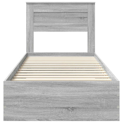vidaXL Bettrahmen Graue Sonoma und Silber 75 x 190 cm Holzwerkstoff