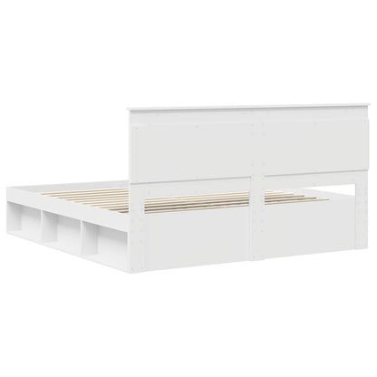 Bettrahmen mit Kopfteil Weiß 200 x 200 cm Massives Kiefernholz