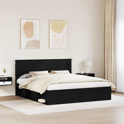vidaXL Bettrahmen Schwarz 200 x 200 cm Massives Kiefernholz