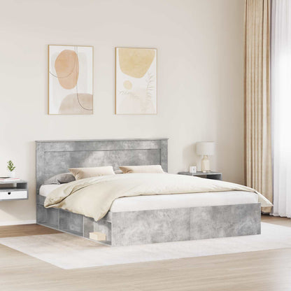 vidaXL Bettrahmen mit Kopfteil Beton 200 x 200 cm Massives Kiefernholz