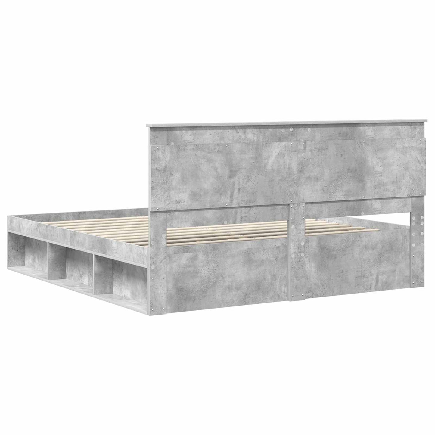 vidaXL Bettrahmen mit Kopfteil Beton 200 x 200 cm Massives Kiefernholz