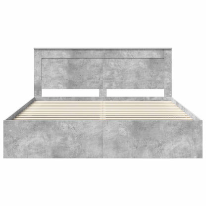 vidaXL Bettrahmen mit Kopfteil Beton 200 x 200 cm Massives Kiefernholz