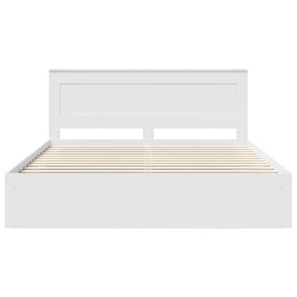 vidaXL Cadre de lit avec tête de lit Blanc 180 x 200 cm Bois de pin massif
