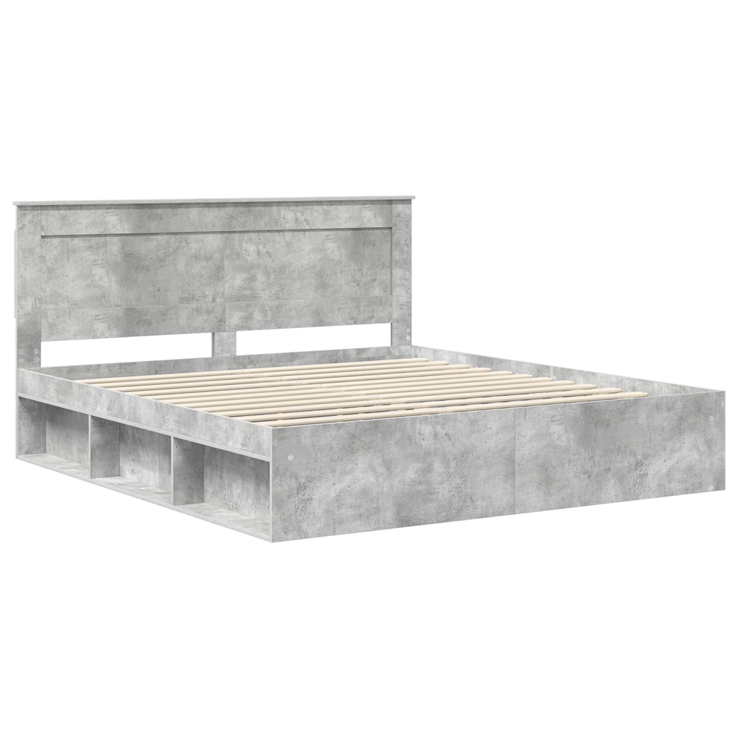 vidaXL Cadre de lit avec tête de lit Béton 180 x 200 cm Bois de pin massif