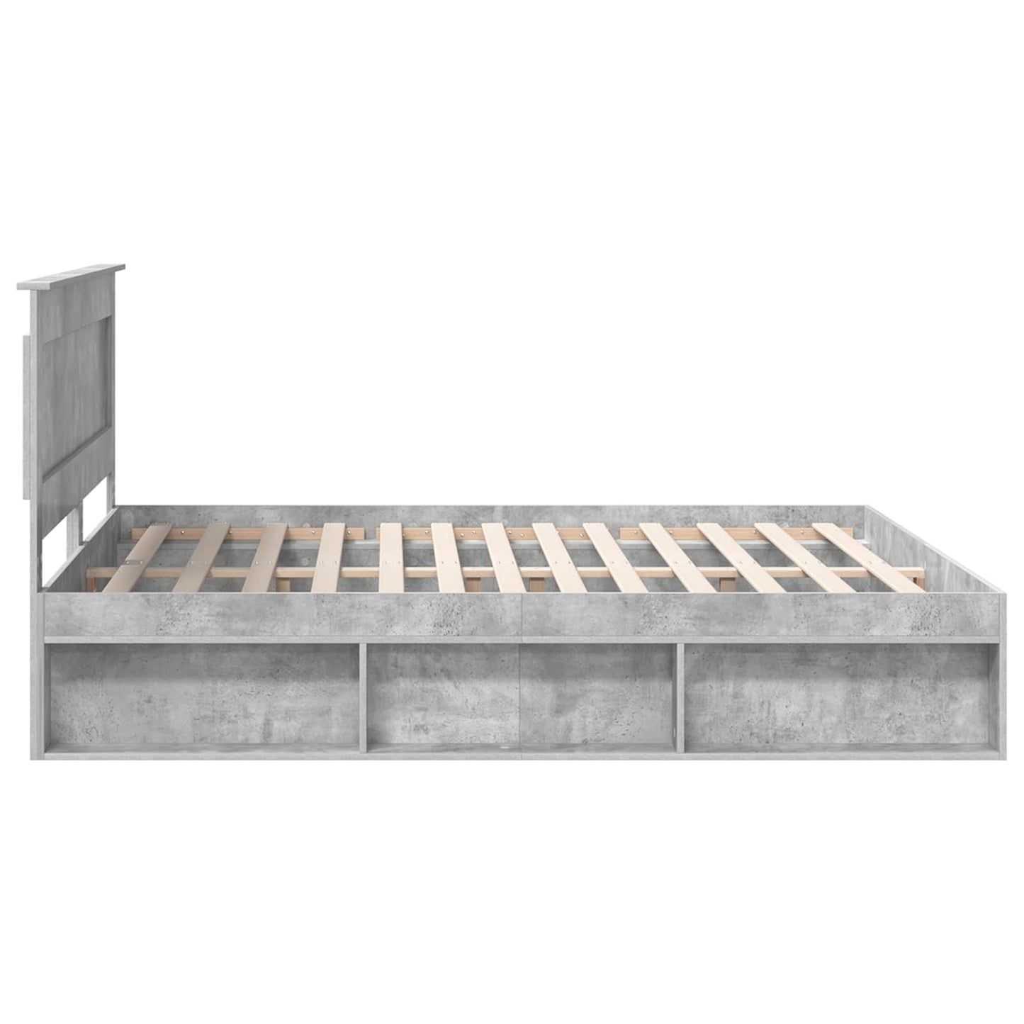 vidaXL Cadre de lit avec tête de lit Béton 180 x 200 cm Bois de pin massif
