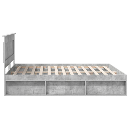 vidaXL Cadre de lit avec tête de lit Béton 180 x 200 cm Bois de pin massif