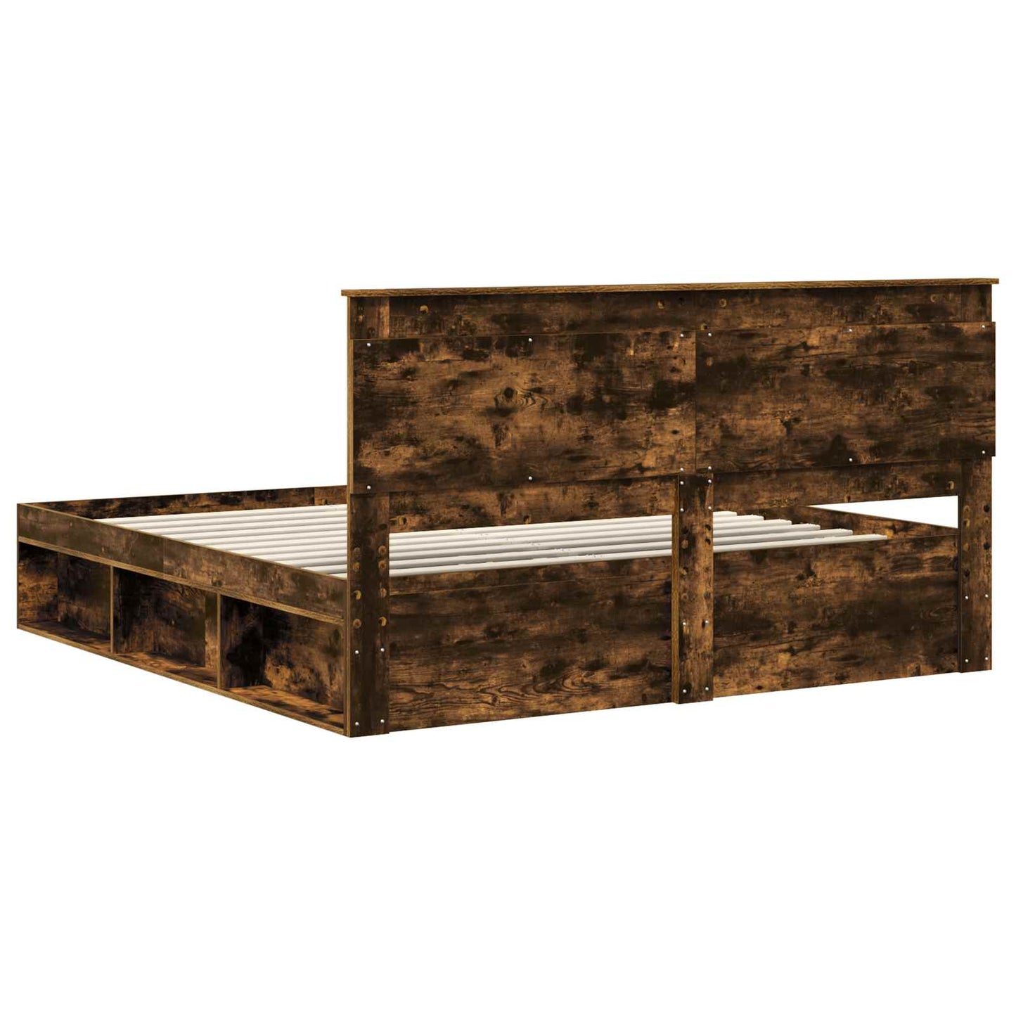 vidaXL Cadre de lit Chêne fumé 180 x 200 cm Pin massif