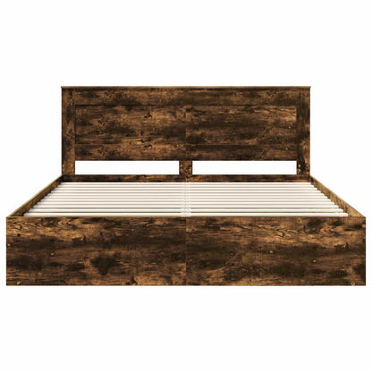 vidaXL Cadre de lit Chêne fumé 180 x 200 cm Pin massif