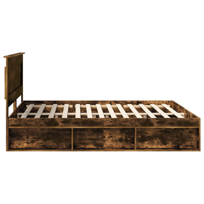 vidaXL Cadre de lit Chêne fumé 180 x 200 cm Pin massif