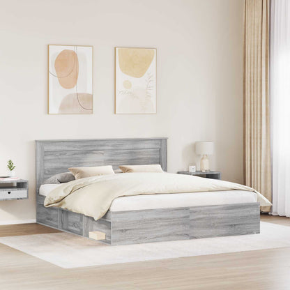 vidaXL Cadre de lit Gris Sonoma 180 x 200 cm Bois de pin massif