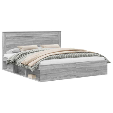 vidaXL Cadre de lit Gris Sonoma 180 x 200 cm Bois de pin massif