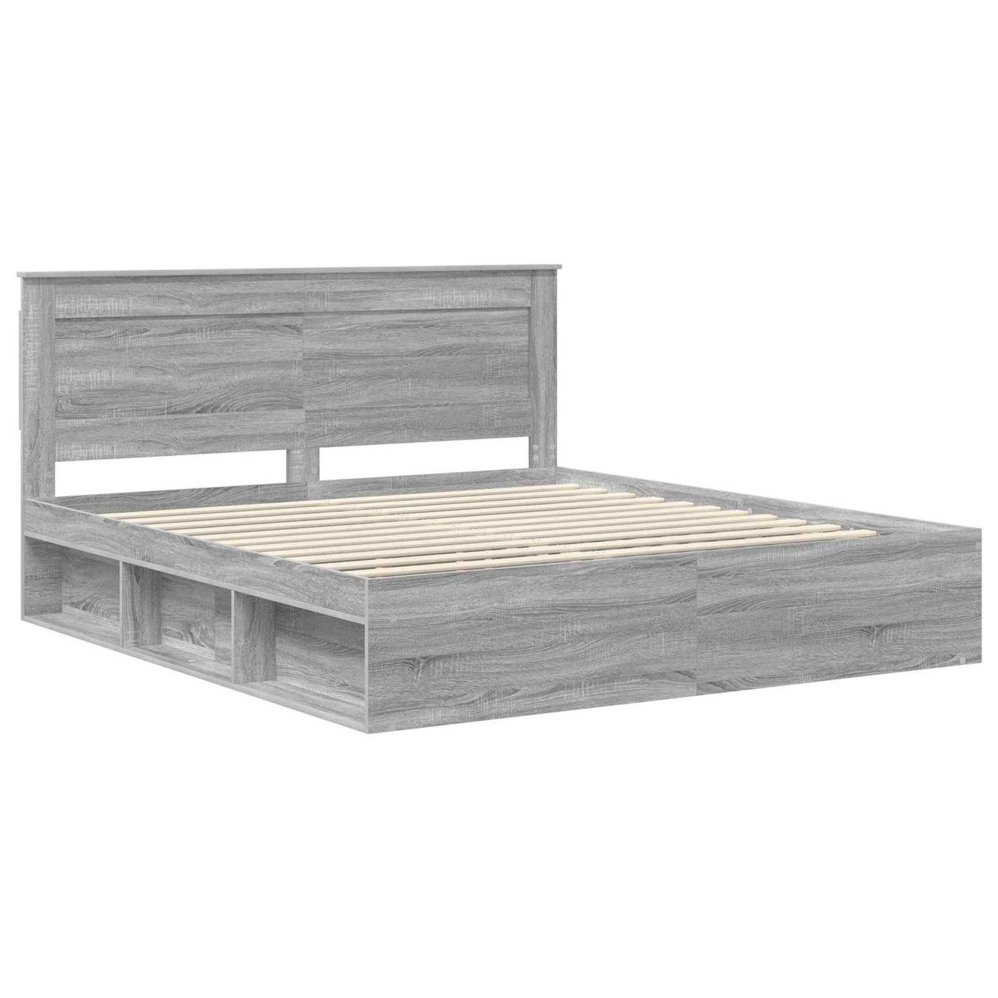 vidaXL Cadre de lit Gris Sonoma 180 x 200 cm Bois de pin massif