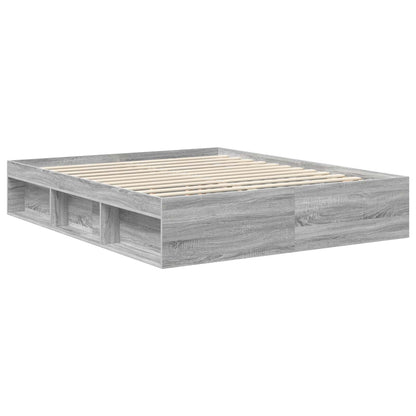 vidaXL Bettrahmen Graues Sonoma 160 x 200 cm Massives Kiefernholz