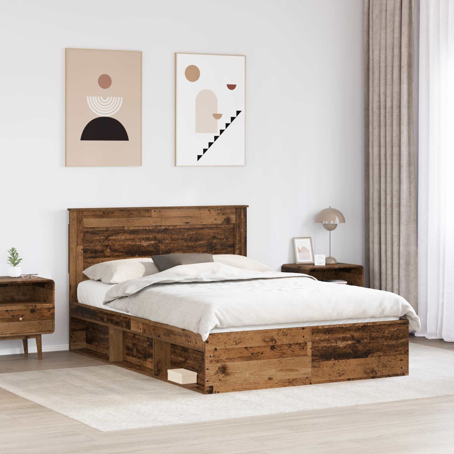 vidaXL Cadre de lit bois de récupération 160 x 200 cm Pin massif