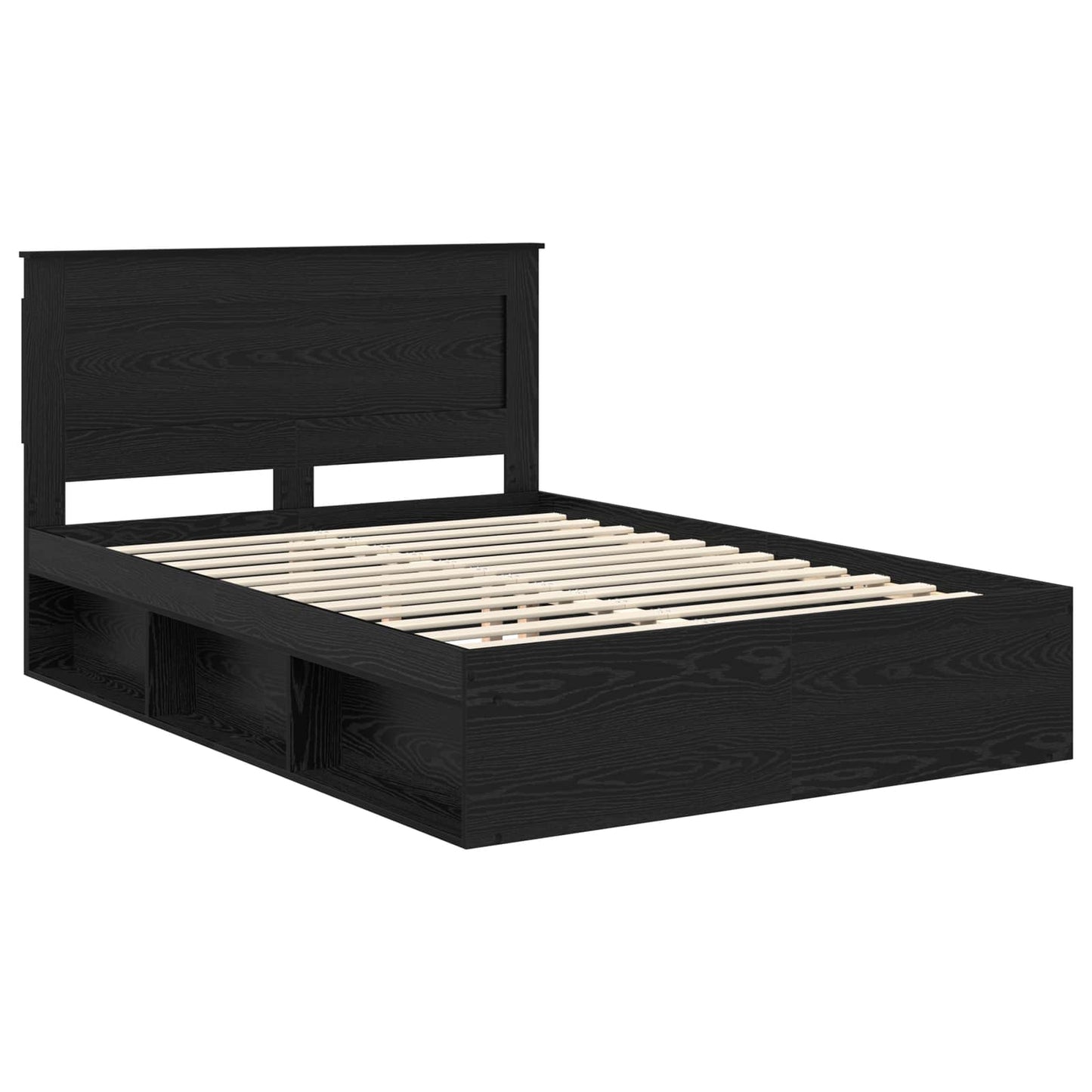vidaXL Cadre de lit noir 150 x 200 cm en bois de pin massif