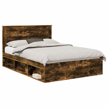 vidaXL Cadre de lit Chêne fumé 150 x 200 cm Bois de pin massif
