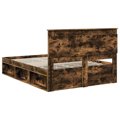 vidaXL Cadre de lit Chêne fumé 150 x 200 cm Bois de pin massif