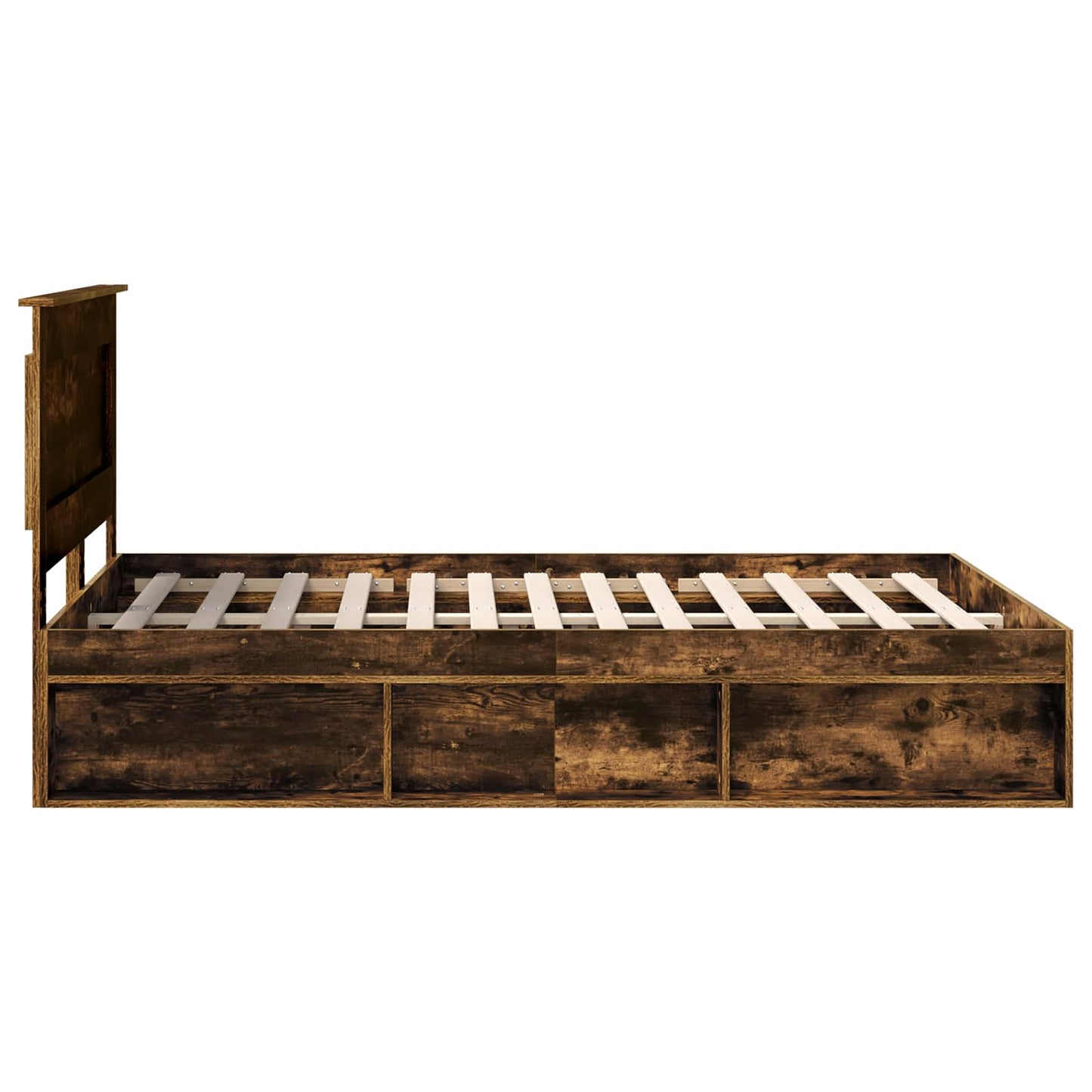 vidaXL Cadre de lit Chêne fumé 150 x 200 cm Bois de pin massif