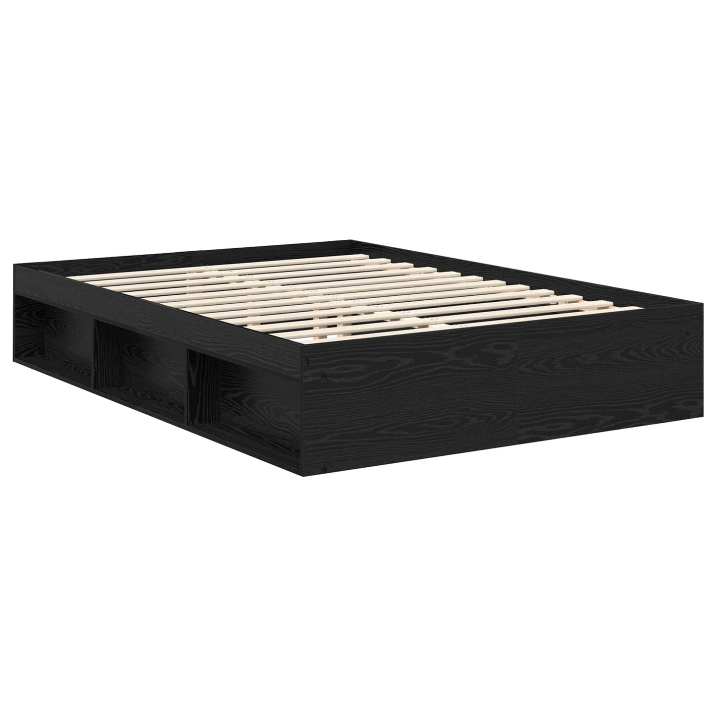 vidaXL Cadre de lit noir 140 x 190 cm en bois de pin massif