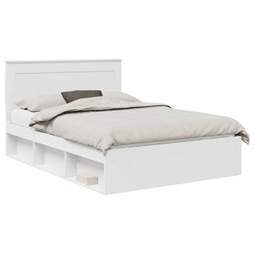 vidaXL Cadre de lit avec tête de lit Blanc 140 x 200 cm Bois de pin massif