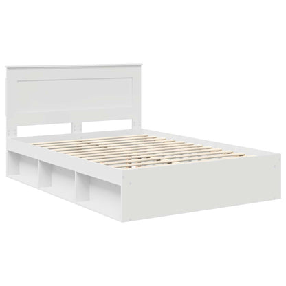 vidaXL Cadre de lit avec tête de lit Blanc 140 x 200 cm Bois de pin massif
