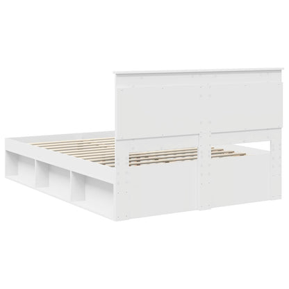 vidaXL Cadre de lit avec tête de lit Blanc 140 x 200 cm Bois de pin massif