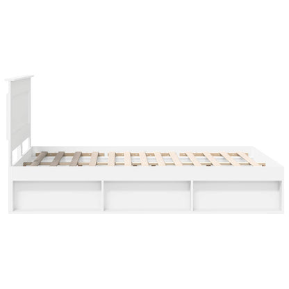 vidaXL Cadre de lit avec tête de lit Blanc 140 x 200 cm Bois de pin massif