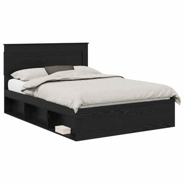 vidaXL Cadre de lit noir 140 x 190 cm en bois de pin massif