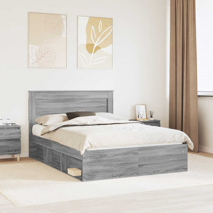 vidaXL Cadre de lit Gris Sonoma 140 x 200 cm Bois de pin massif