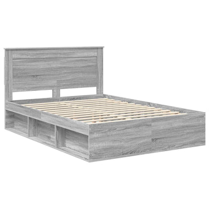 vidaXL Cadre de lit Gris Sonoma 140 x 200 cm Bois de pin massif