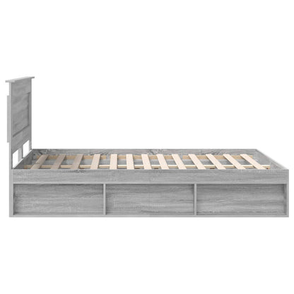 vidaXL Cadre de lit Gris Sonoma 140 x 200 cm Bois de pin massif