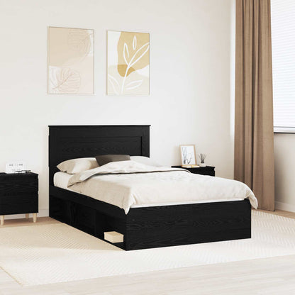 vidaXL Bettrahmen Schwarz 135 x 190 cm Massives Kiefernholz