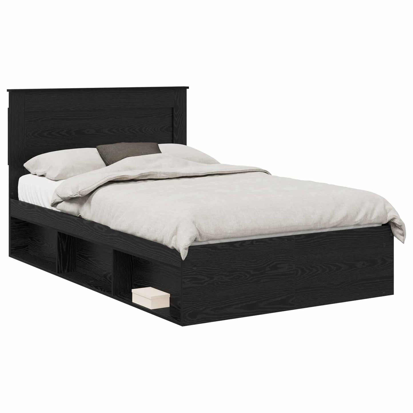 vidaXL Bettrahmen Schwarz 135 x 190 cm Massives Kiefernholz