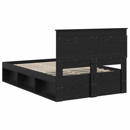 vidaXL Bettrahmen Schwarz 135 x 190 cm Massives Kiefernholz