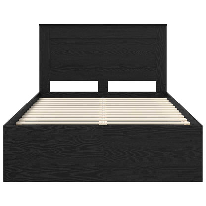 vidaXL Bettrahmen Schwarz 135 x 190 cm Massives Kiefernholz