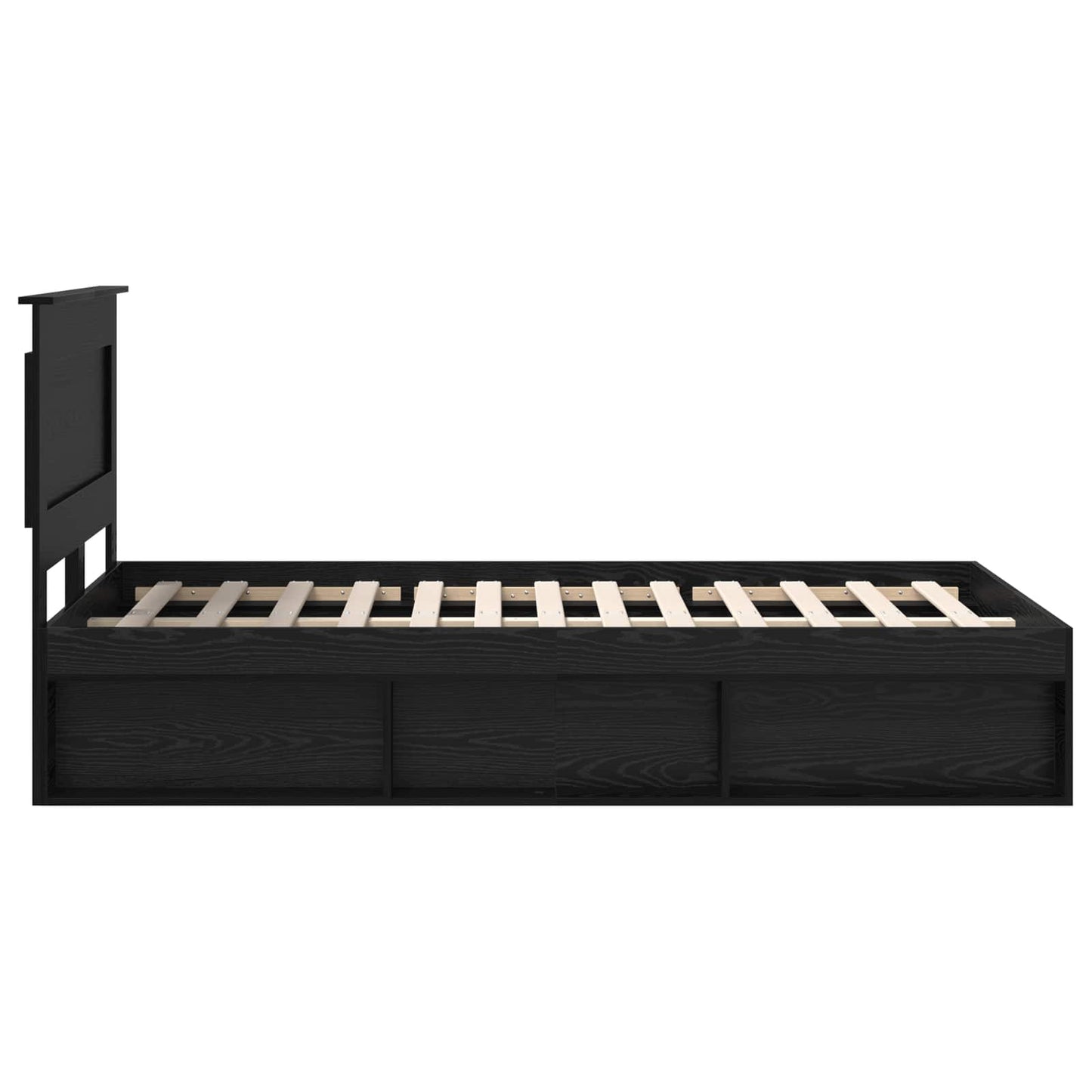 vidaXL Bettrahmen Schwarz 135 x 190 cm Massives Kiefernholz