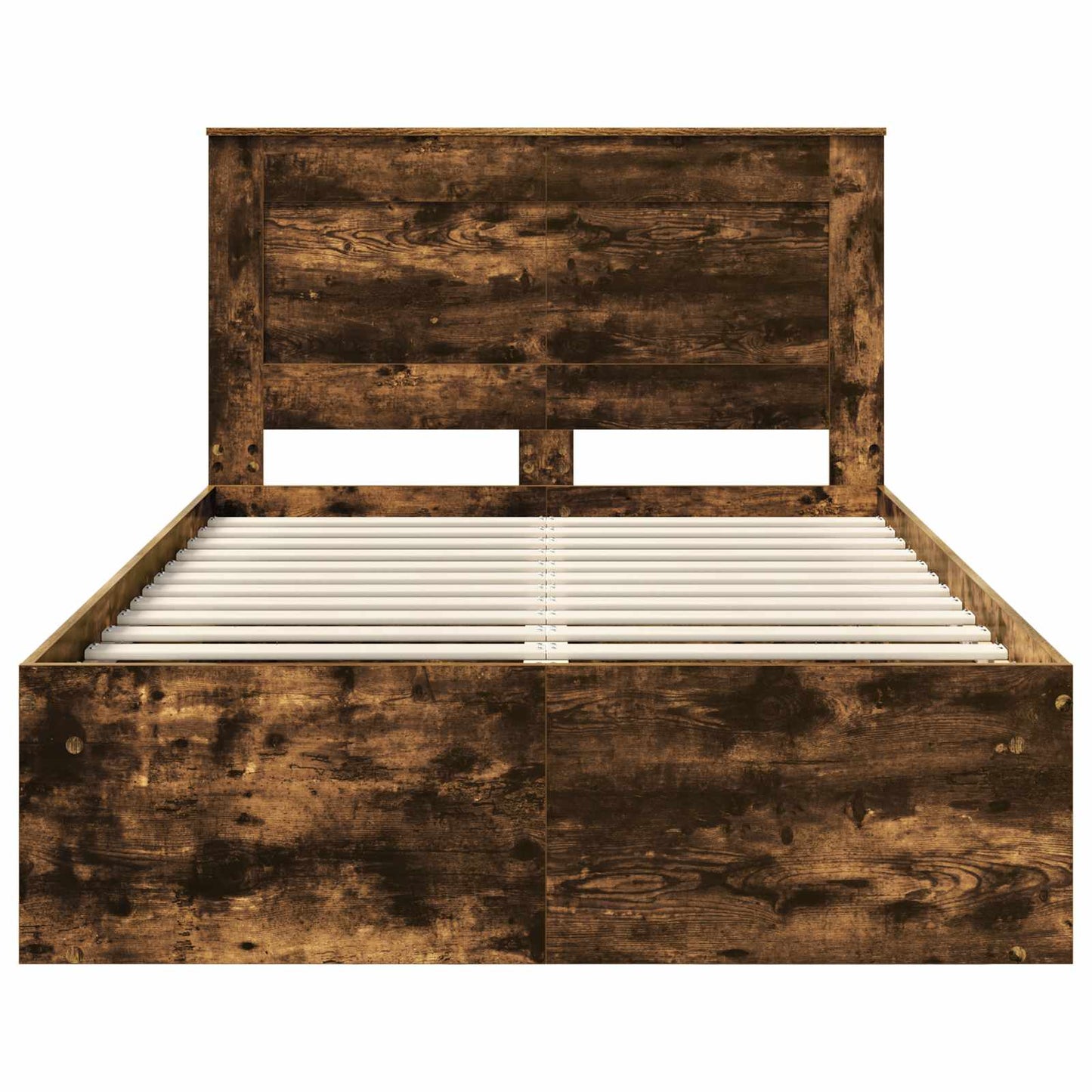 vidaXL Cadre de lit Chêne fumé 135 x 190 cm Bois de pin massif