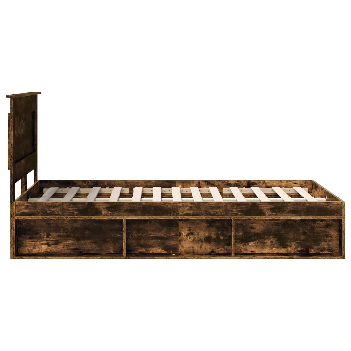 vidaXL Cadre de lit Chêne fumé 135 x 190 cm Bois de pin massif