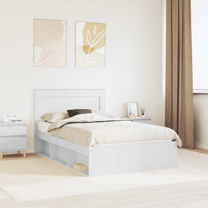 vidaXL Cadre de lit avec tête de lit Blanc 120 x 190 cm Bois de pin massif