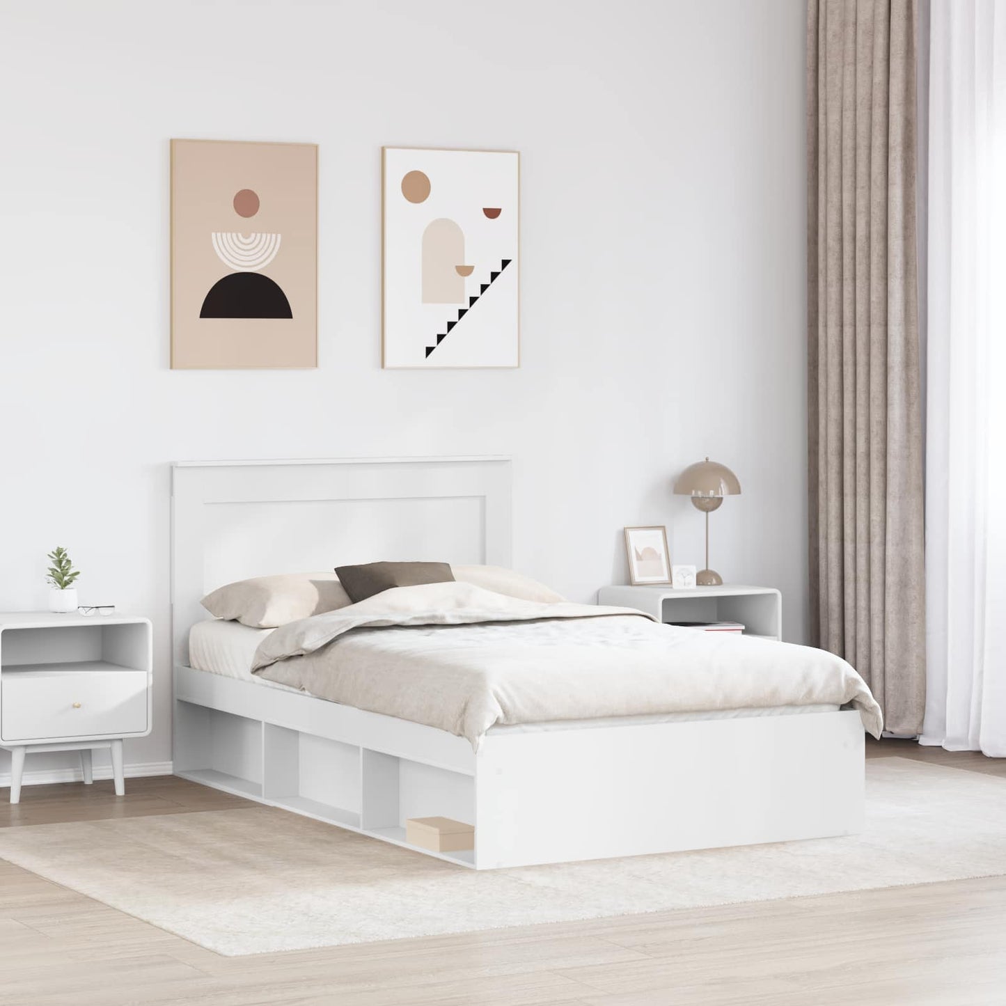 vidaXL Cadre de lit avec tête de lit Blanc 120 x 190 cm Bois de pin massif